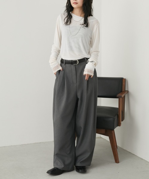 S,M,Lサイズ展開】ツータックルーズスラックスパンツ/オールシーズン