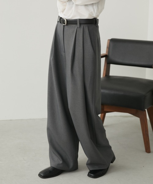 Aunt Marie's（アントマリーズ）の「【S,M,Lサイズ展開】ツータックルーズスラックスパンツ/オールシーズン（スラックス・レディース・グレー/アイボリー/ブラック/ブラウン・L/M/S）」の21枚目の写真