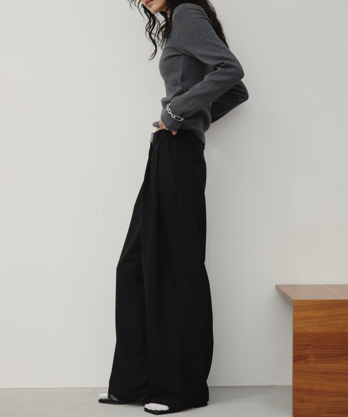 Aunt Marie's（アントマリーズ）の「【S,M,Lサイズ展開】ツータックルーズスラックスパンツ/オールシーズン（スラックス・レディース・グレー/アイボリー/ブラック/ブラウン・L/M/S）」の19枚目の写真