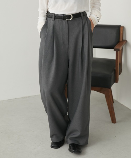 S,M,Lサイズ展開】ツータックルーズスラックスパンツ/オールシーズン
