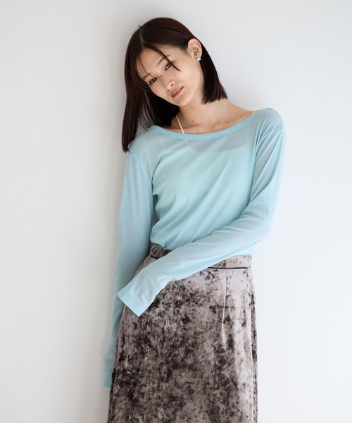 LOWRYS FARM（ローリーズファーム）の「フロッキーチュールロングスリーブ　983890（Tシャツ/カットソー・レディース・アイボリー/ブラック/ブルー・FREE）」の3枚目の写真