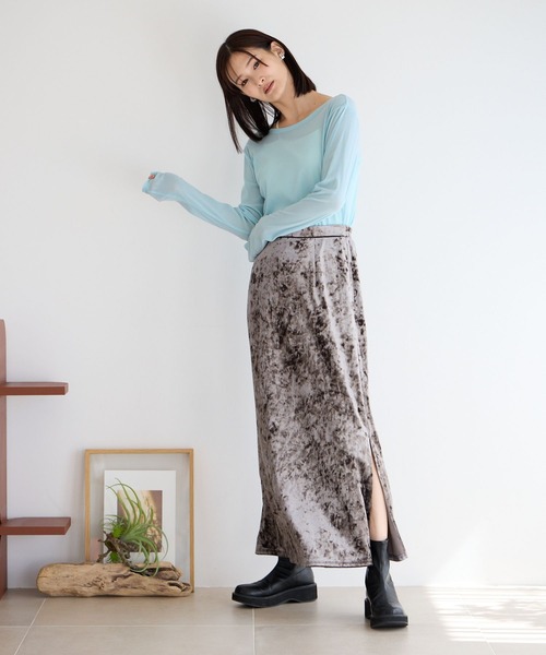 LOWRYS FARM（ローリーズファーム）の「フロッキーチュールロングスリーブ　983890（Tシャツ/カットソー・レディース・アイボリー/ブラック/ブルー・FREE）」の9枚目の写真