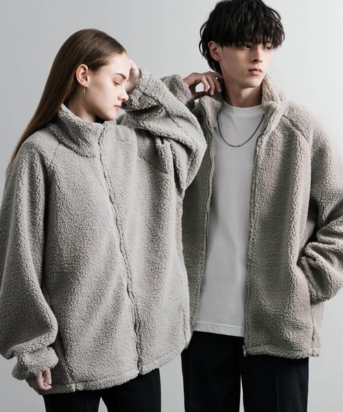 Rocky Monroe（ロッキーモンロー）の「オーバーサイズシープボアフリースジャケット/ブルゾン（ブルゾン・メンズ・ブラウン/ベージュ/ネイビー/グレー/オフホワイト/ブラック・M/L/XL）」の3枚目の写真