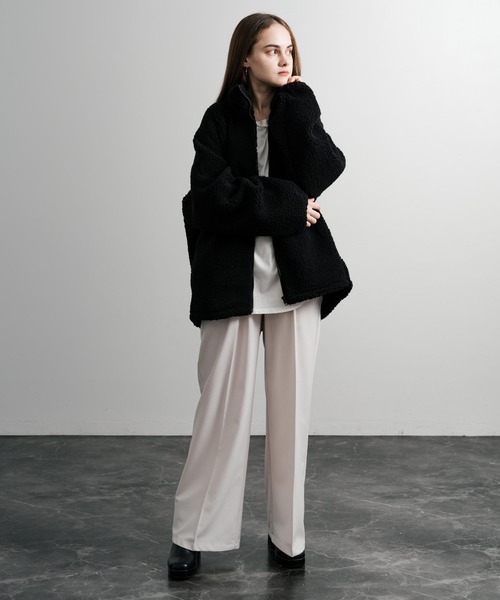 Rocky Monroe（ロッキーモンロー）の「オーバーサイズシープボアフリースジャケット/ブルゾン（ブルゾン・メンズ・ブラウン/ベージュ/ネイビー/グレー/オフホワイト/ブラック・M/L/XL）」の8枚目の写真