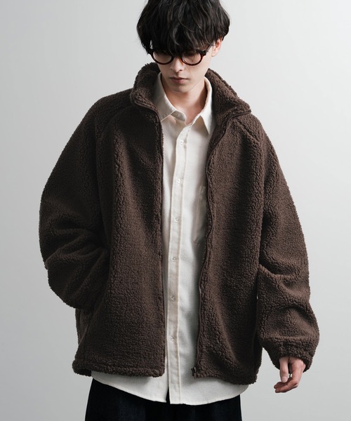 Rocky Monroe（ロッキーモンロー）の「オーバーサイズシープボアフリースジャケット/ブルゾン（ブルゾン・メンズ・ブラウン/ベージュ/ネイビー/グレー/オフホワイト/ブラック・M/L/XL）」の19枚目の写真