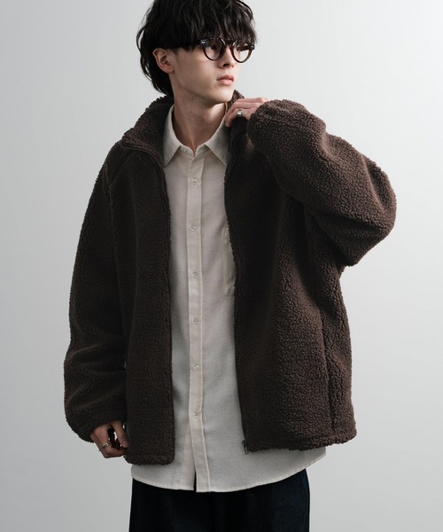 Rocky Monroe（ロッキーモンロー）の「オーバーサイズシープボアフリースジャケット/ブルゾン（ブルゾン・メンズ・ブラウン/ベージュ/ネイビー/グレー/オフホワイト/ブラック・M/L/XL）」の20枚目の写真