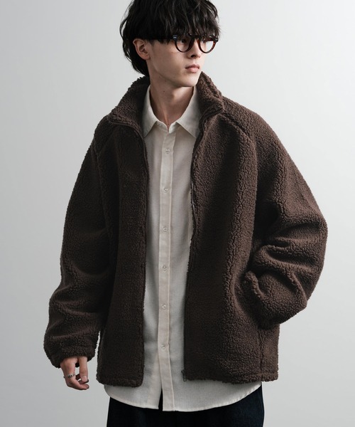 Rocky Monroe（ロッキーモンロー）の「オーバーサイズシープボアフリースジャケット/ブルゾン（ブルゾン・メンズ・ブラウン/ベージュ/ネイビー/グレー/オフホワイト/ブラック・M/L/XL）」の21枚目の写真