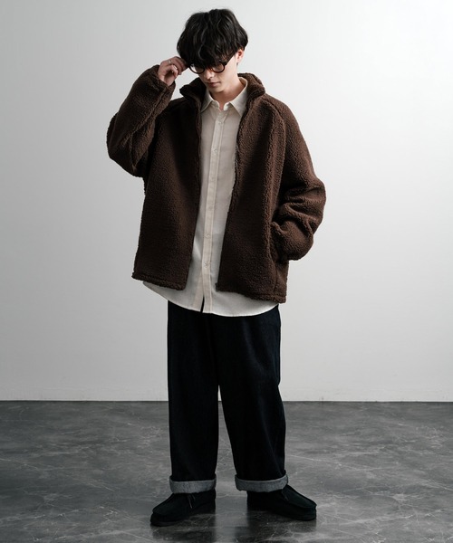 Rocky Monroe（ロッキーモンロー）の「オーバーサイズシープボアフリースジャケット/ブルゾン（ブルゾン・メンズ・ブラウン/ベージュ/ネイビー/グレー/オフホワイト/ブラック・M/L/XL）」の22枚目の写真