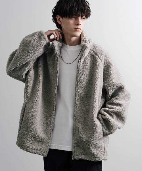 Rocky Monroe（ロッキーモンロー）の「オーバーサイズシープボアフリースジャケット/ブルゾン（ブルゾン・メンズ・ブラウン/ベージュ/ネイビー/グレー/オフホワイト/ブラック・M/L/XL）」の10枚目の写真