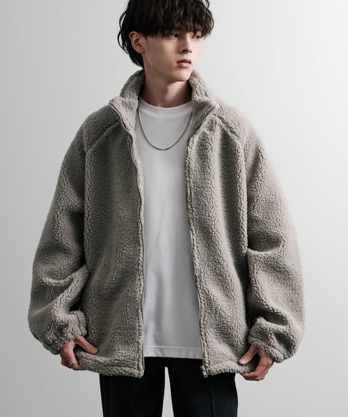 Rocky Monroe（ロッキーモンロー）の「オーバーサイズシープボアフリースジャケット/ブルゾン（ブルゾン・メンズ・ブラウン/ベージュ/ネイビー/グレー/オフホワイト/ブラック・M/L/XL）」の11枚目の写真