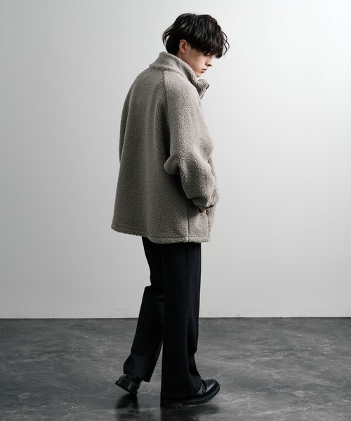 Rocky Monroe（ロッキーモンロー）の「オーバーサイズシープボアフリースジャケット/ブルゾン（ブルゾン・メンズ・ブラウン/ベージュ/ネイビー/グレー/オフホワイト/ブラック・M/L/XL）」の14枚目の写真