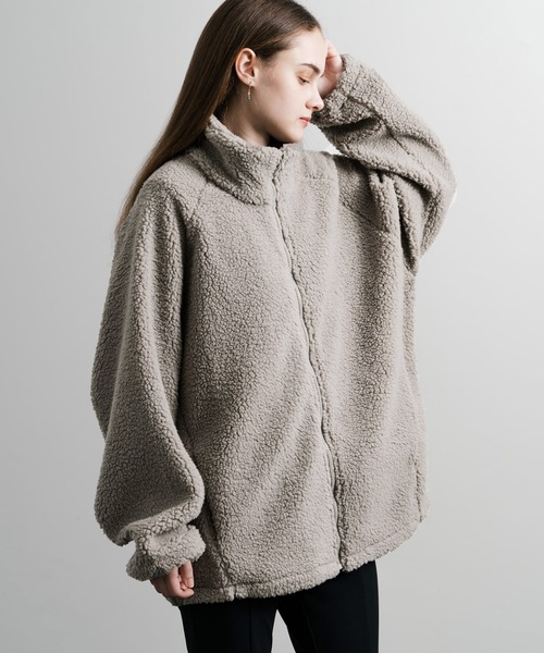 Rocky Monroe（ロッキーモンロー）の「オーバーサイズシープボアフリースジャケット/ブルゾン（ブルゾン・メンズ・ブラウン/ベージュ/ネイビー/グレー/オフホワイト/ブラック・M/L/XL）」の15枚目の写真