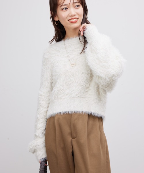 Chez toi(シェトワ)の「袖ボリュームシャギープルオーバー(ニット/セーター・レディース・オフホワイト/ブルー/ブラック・FREE)」の9枚目の写真