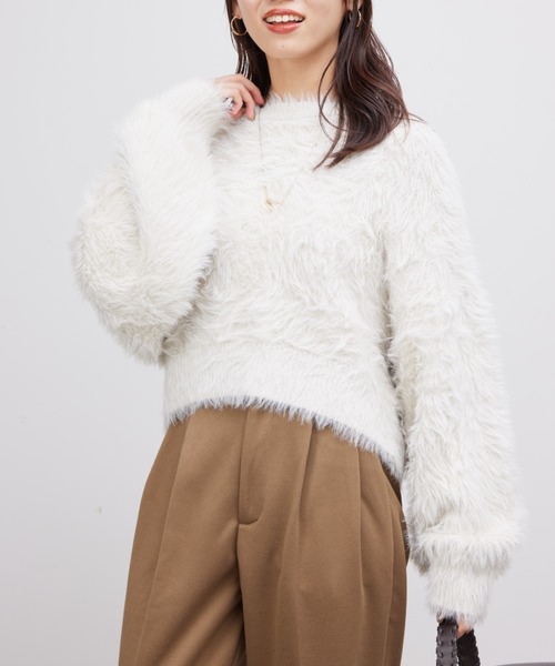 Chez toi(シェトワ)の「袖ボリュームシャギープルオーバー(ニット/セーター・レディース・オフホワイト/ブルー/ブラック・FREE)」の10枚目の写真