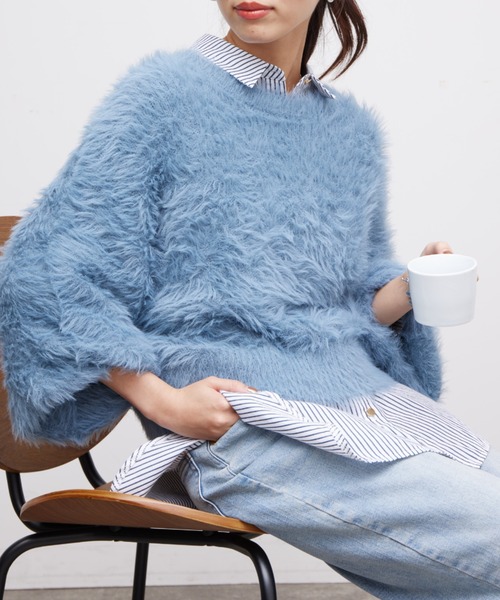 Chez toi(シェトワ)の「袖ボリュームシャギープルオーバー(ニット/セーター・レディース・オフホワイト/ブルー/ブラック・FREE)」の16枚目の写真