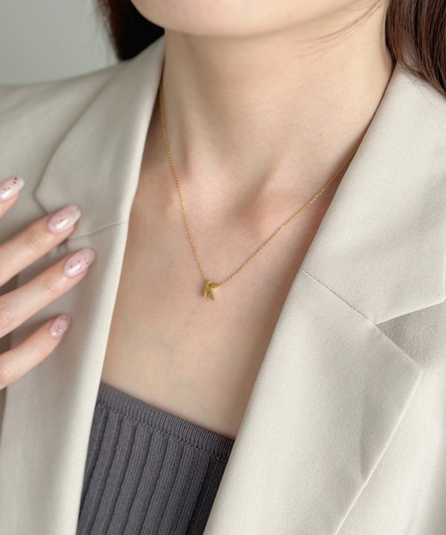 セール】シンプルイニシャルネックレス【ステンレス】-simple