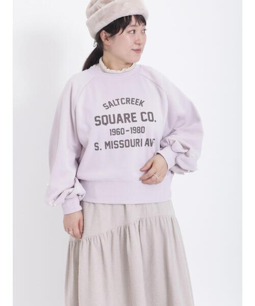 Samansa Mos2(サマンサ モスモス)の「パール付ロゴスウェット(Tシャツ/カットソー・レディース・ネイビー/オフホワイト/モカ/ピンク・F)」の4枚目の写真