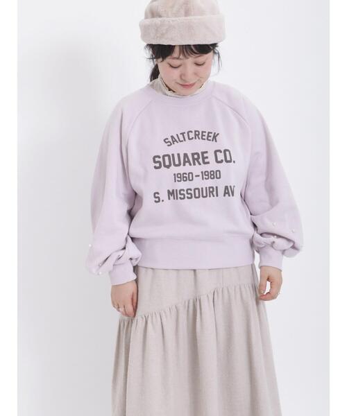 Samansa Mos2(サマンサ モスモス)の「パール付ロゴスウェット(Tシャツ/カットソー・レディース・ネイビー/オフホワイト/モカ/ピンク・F)」の9枚目の写真