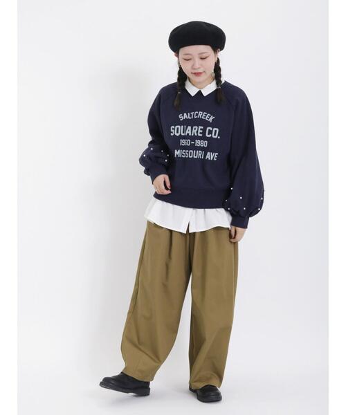 Samansa Mos2(サマンサ モスモス)の「パール付ロゴスウェット(Tシャツ/カットソー・レディース・ネイビー/オフホワイト/モカ/ピンク・F)」の13枚目の写真