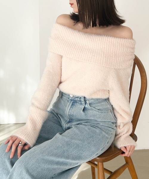 Heather（ヘザー）の「オフショルフェザーニット 996229（ニット