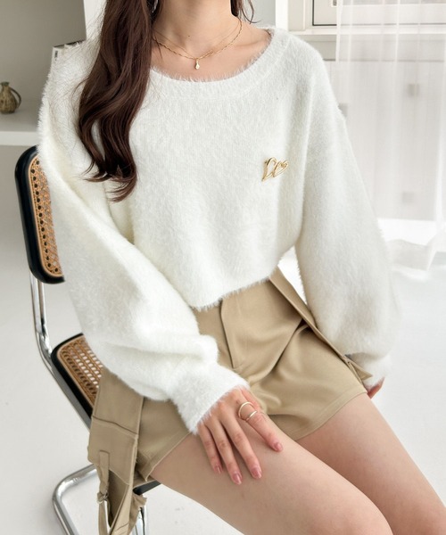 【新品】THE TOE シャギーニットショートパンツ　beige SETUP着用可】シャギーニット ショーパン[品番：MKSW0039146
