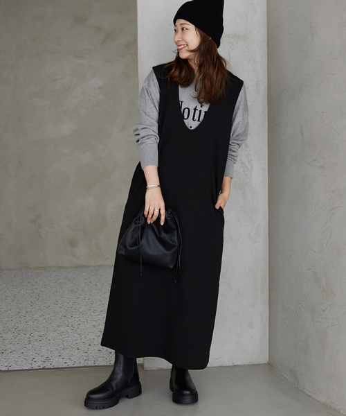 JOURNAL STANDARD relume（ジャーナルスタンダード　レリューム）の「《追加》Iラインワンピース（ワンピース・レディース・ブラック/ネイビー・FREE）」の12枚目の写真