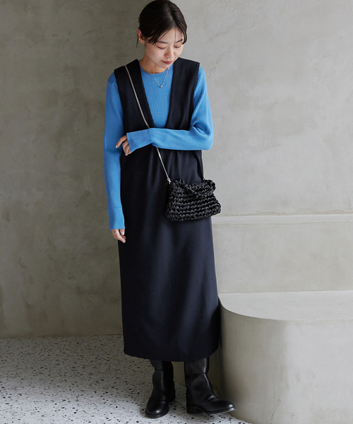 JOURNAL STANDARD relume（ジャーナルスタンダード　レリューム）の「《追加》Iラインワンピース（ワンピース・レディース・ブラック/ネイビー・FREE）」の14枚目の写真