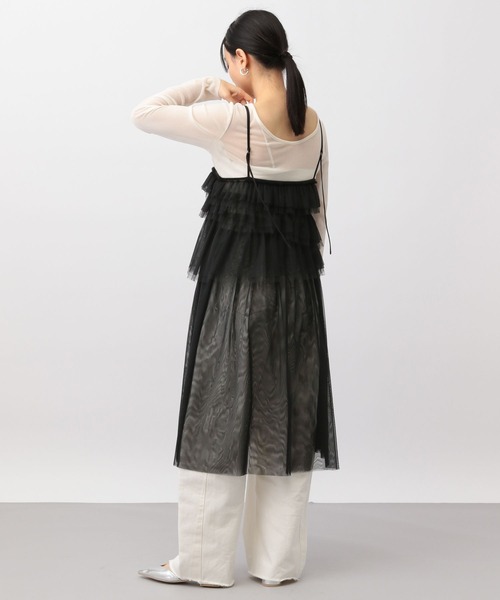 A part by(アパートバイ)の「チュールフリルキャミワンピース(ワンピース・レディース・グレー/ブラック・FREE)」の7枚目の写真