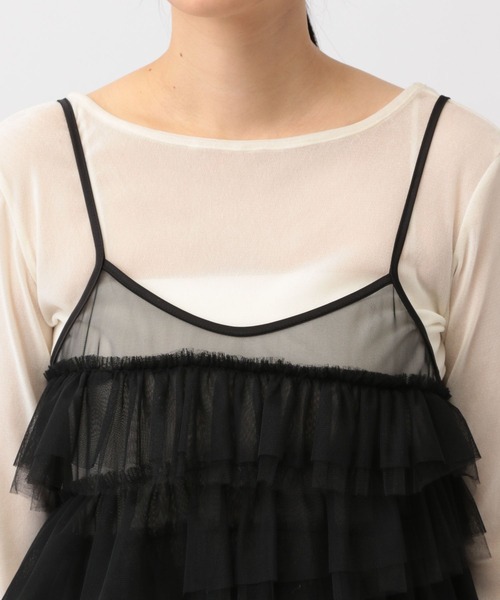 A part by(アパートバイ)の「チュールフリルキャミワンピース(ワンピース・レディース・グレー/ブラック・FREE)」の11枚目の写真