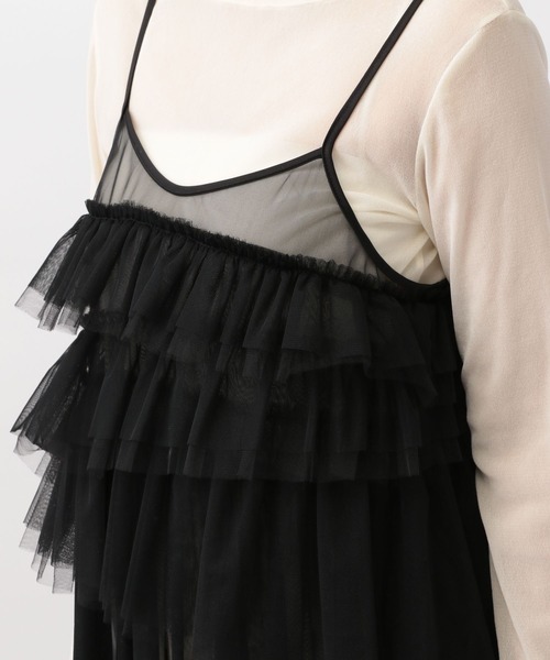 A part by(アパートバイ)の「チュールフリルキャミワンピース(ワンピース・レディース・グレー/ブラック・FREE)」の12枚目の写真