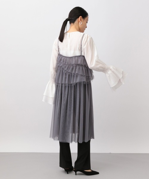 A part by(アパートバイ)の「チュールフリルキャミワンピース(ワンピース・レディース・グレー/ブラック・FREE)」の3枚目の写真