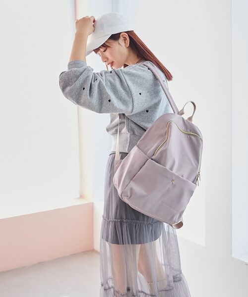 MAJESTIC LEGON（マジェスティックレゴン）の「シンプル軽量リュック（バックパック/リュック・レディース・ライトグレー/ベージュ/ブラック・FREE）」の6枚目の写真