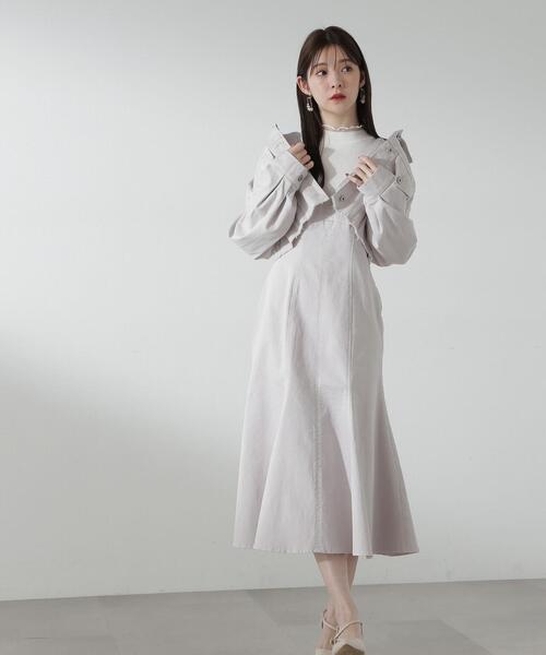 PROPORTION BODY DRESSING（プロポーションボディドレッシング）の「バッククロスデニムジャンスカ / 1214140200（ワンピース・レディース・グレー/ブルー・SMALL/MEDIUM/X-SMALL）」の4枚目の写真