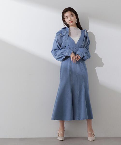 PROPORTION BODY DRESSING（プロポーションボディドレッシング）の「バッククロスデニムジャンスカ / 1214140200（ワンピース・レディース・グレー/ブルー・SMALL/MEDIUM/X-SMALL）」の14枚目の写真