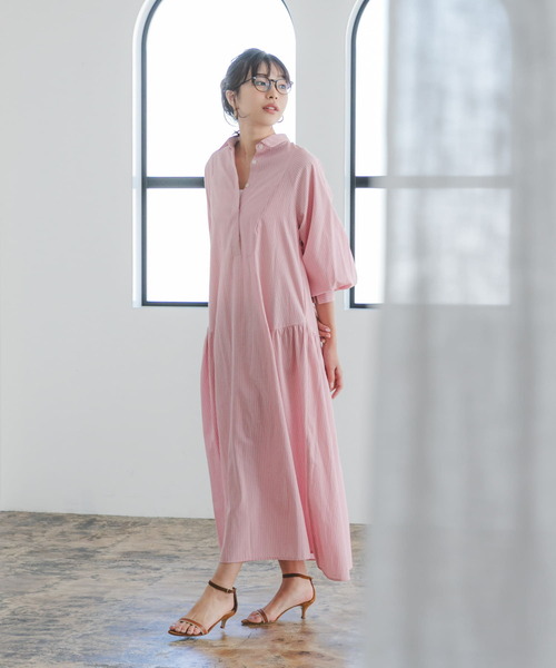 F by ROSSO（エフバイロッソ）の「F by ROSSO　カラーストライプシャツワンピース（シャツワンピース・レディース・ピンク/イエロー/ミント・36/38）」の4枚目の写真