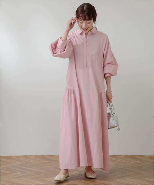 F by ROSSO（エフバイロッソ）の「F by ROSSO　カラーストライプシャツワンピース（シャツワンピース・レディース・ピンク/イエロー/ミント・36/38）」の6枚目の写真