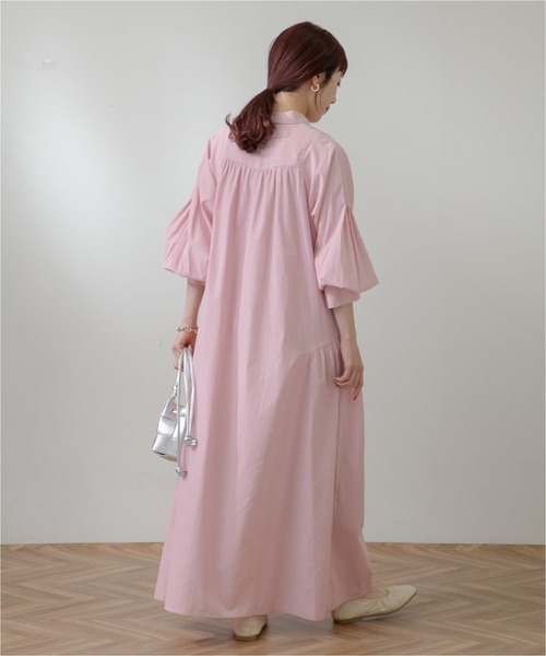 新品　アーバンリサーチ ROSSO カラーストライプシャツワンピース　ピンク 新品 アーバンリサーチ ROSSO カラーストライプシャツワンピース
