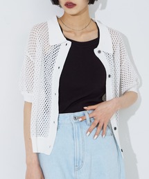 NOMINE（ノミネ）の「メッシュ サマーニット ポロ カーディガン（ポロシャツ）」