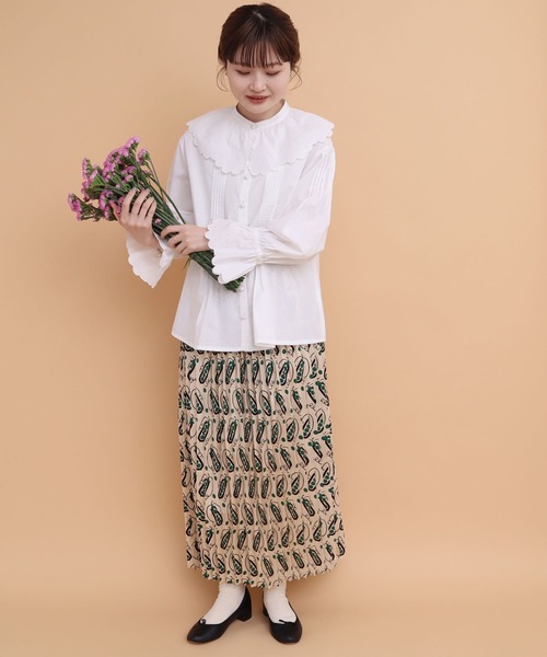 peu pres（プープレ）の「●スナップエンドウpr プリーツスカート（スカート・レディース・グリーン/イエロー・FREE）」の8枚目の写真