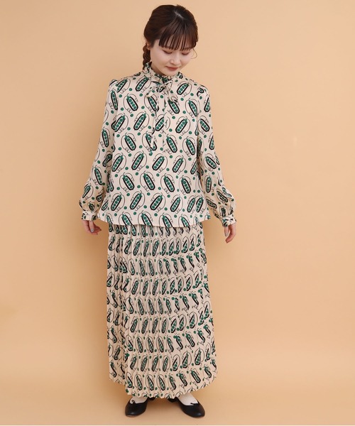 peu pres（プープレ）の「●スナップエンドウpr プリーツスカート（スカート・レディース・グリーン/イエロー・FREE）」の6枚目の写真