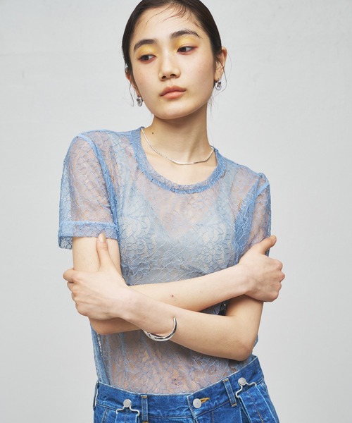 Whim Gazette(ウィムガゼット)の「【GEMINI】レースTシャツ(Tシャツ/カットソー・レディース・ブルー系その他/ホワイト・FREE)」の22枚目の写真