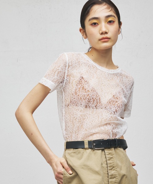 Whim Gazette(ウィムガゼット)の「【GEMINI】レースTシャツ(Tシャツ/カットソー・レディース・ブルー系その他/ホワイト・FREE)」の13枚目の写真