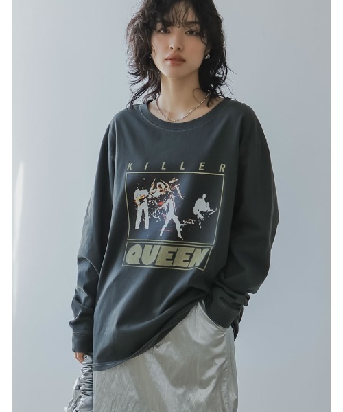 LoseControlEdge ロンT 2024SS COLLECTION]QUEENオーバーサイズピグメントバンドロック