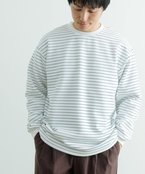 ITEMS URBANRESEARCH（アイテムズ アーバンリサーチ）の「ダンボールボーダー ロングスリーブカットソー（Tシャツ/カットソー・メンズ・ブルー/ブラック/ネイビー・MEDIUM/LARGE）」の7枚目の写真