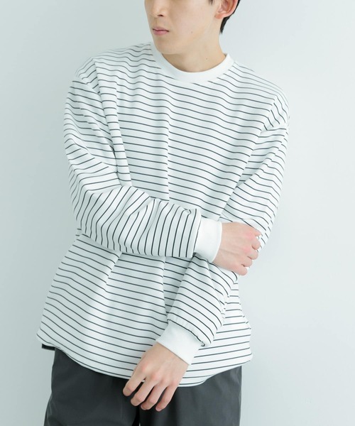 ITEMS URBANRESEARCH（アイテムズ アーバンリサーチ）の「ダンボールボーダー ロングスリーブカットソー（Tシャツ/カットソー・メンズ・ブルー/ブラック/ネイビー・MEDIUM/LARGE）」の14枚目の写真