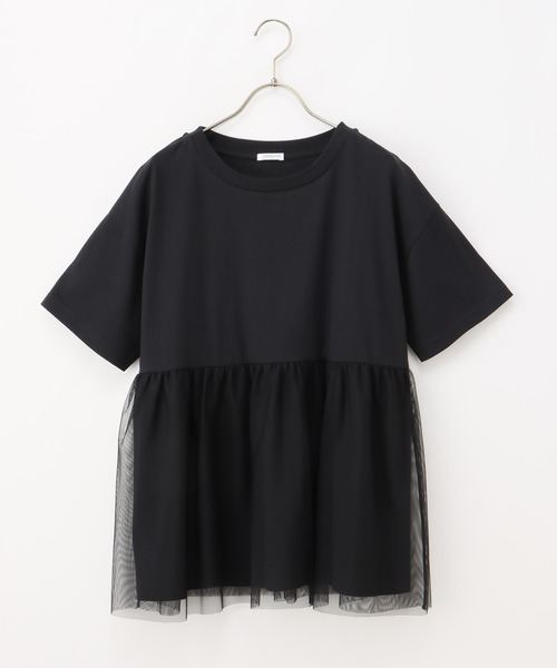 Honeys(ハニーズ)の「きれいめ異素材切替Tシャツ(Tシャツ/カットソー・レディース・ベージュ/ミント/ブラック/ブルー/ブラウン・M/LL/L)」の17枚目の写真
