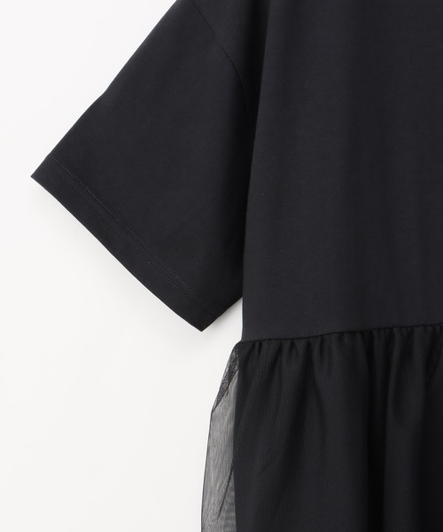 Honeys(ハニーズ)の「きれいめ異素材切替Tシャツ(Tシャツ/カットソー・レディース・ベージュ/ミント/ブラック/ブルー/ブラウン・M/LL/L)」の18枚目の写真