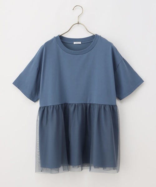 Honeys(ハニーズ)の「きれいめ異素材切替Tシャツ(Tシャツ/カットソー・レディース・ベージュ/ミント/ブラック/ブルー/ブラウン・M/LL/L)」の19枚目の写真