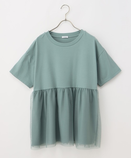 Honeys(ハニーズ)の「きれいめ異素材切替Tシャツ(Tシャツ/カットソー・レディース・ベージュ/ミント/ブラック/ブルー/ブラウン・M/LL/L)」の21枚目の写真