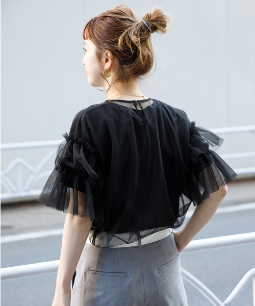 CHIGNON チュールフリルプルオーバー CHIGNON チュールフリルプルオーバー（Tシャツ/カットソー